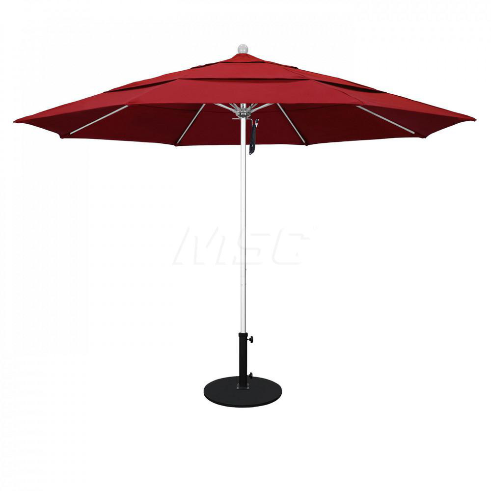 California Umbrella Patio Umbrella: 90" Dia, 7.5' High, Solution Dyed Polyester, Red, Aluminum & Fiberglass Frame - 194061357699