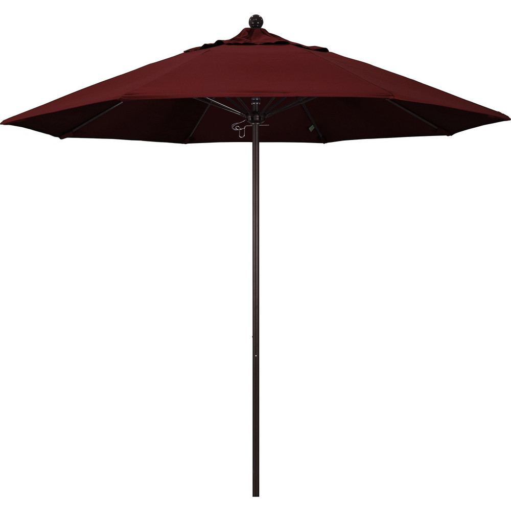 California Umbrella Patio Umbrella: 108" Dia, 8.583' High, Pacifica, Burgundy, Aluminum Frame - 194061626726