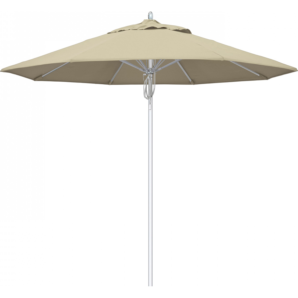 California Umbrella Patio Umbrella: 108" Dia, 9' High, Solution Dyed Polyester, Hunter Green, Aluminum & Fiberglass Frame - 194061358016