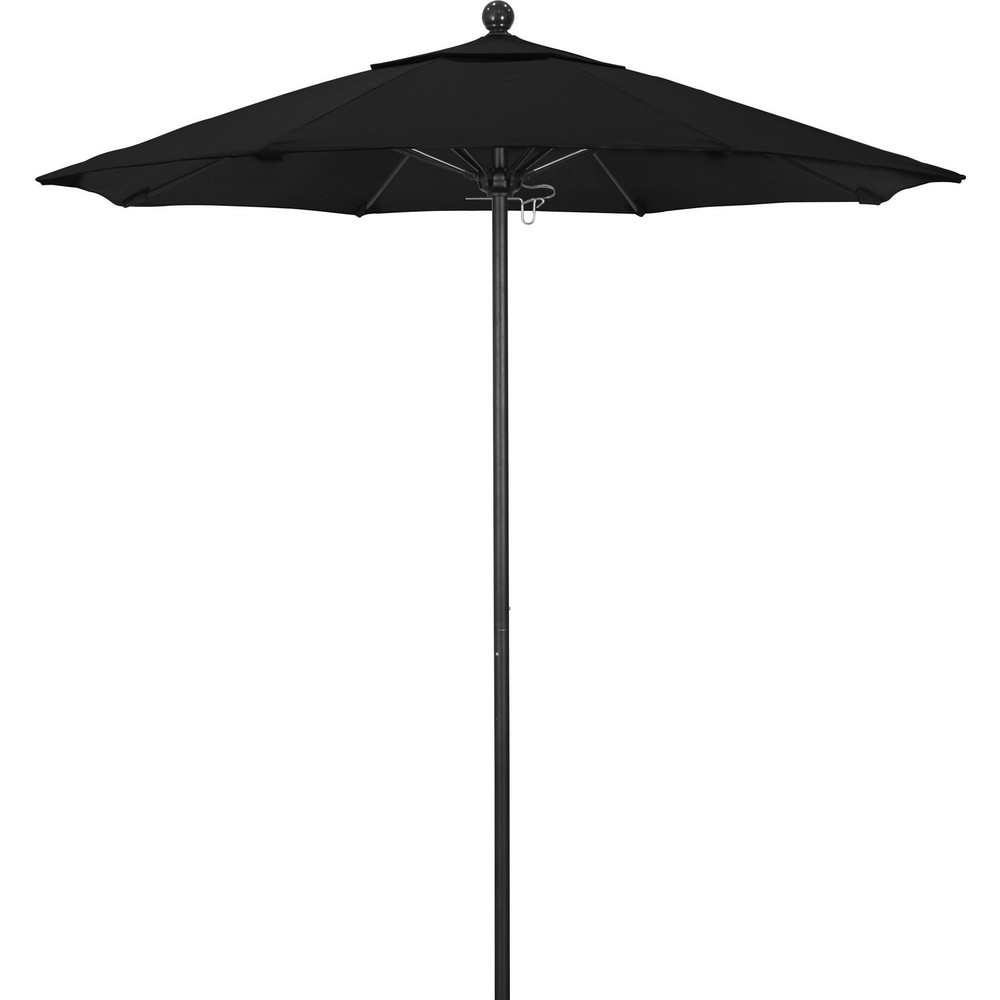 California Umbrella Patio Umbrella: 90" Dia, 8' High, Pacifica, Black, Aluminum Frame - 194061620403