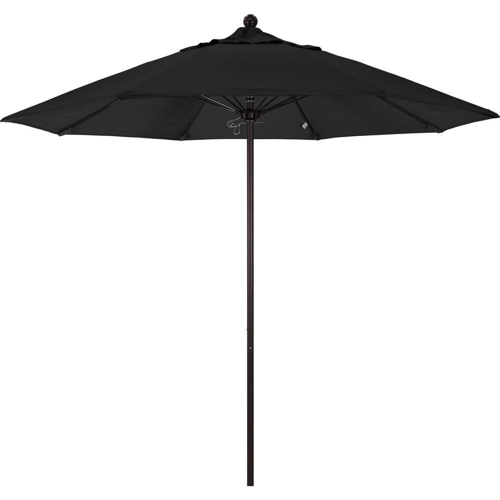 California Umbrella Patio Umbrella: 90" Dia, 8' High, Pacifica, Black, Aluminum Frame - 194061620403
