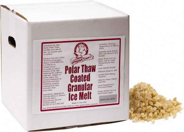 Bare Ground Solutions Ice & Snow Melter & De-Icer: Calcium Chloride, Magnesium Chloride & Sodium Chloride, Granular, 40 lb Box - BGCSBX-40