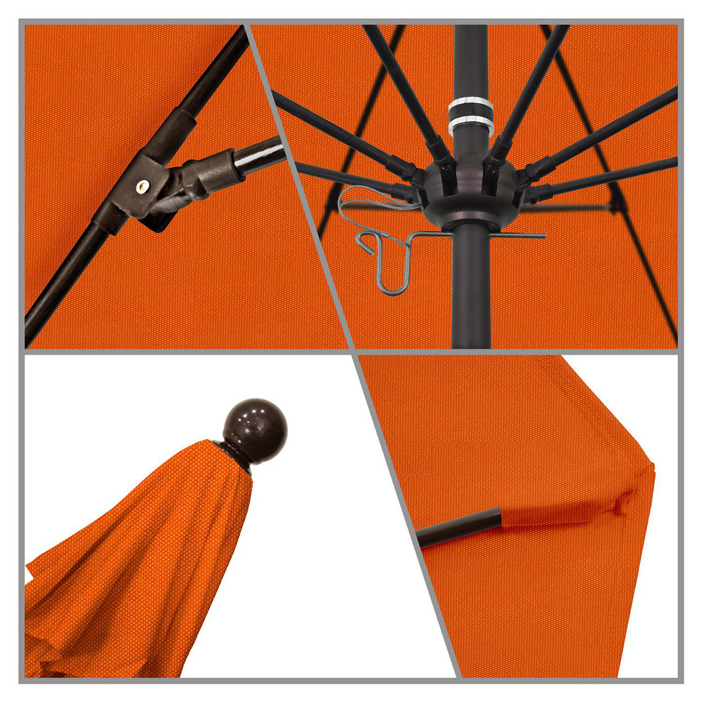 California Umbrella Patio Umbrella: 90" Dia, 8' High, Pacifica, Tuscan, Aluminum Frame - 194061620434