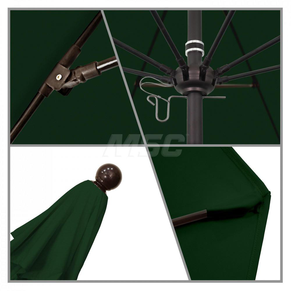 California Umbrella Patio Umbrella: 132" Dia, 11' High, Solution Dyed Polyester, Hunter Green, Aluminum & Fiberglass Frame - 194061357347