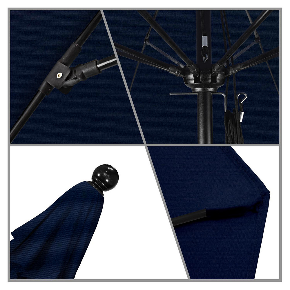 California Umbrella Patio Umbrella: 132" Dia, 8.917' High, Pacifica, Navy Blue, Aluminum Frame - 194061619728