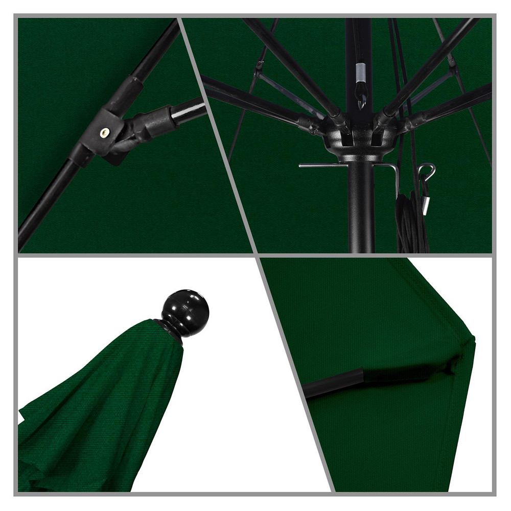 California Umbrella Patio Umbrella: 132" Dia, 8.917' High, Pacifica, Hunter Green, Aluminum Frame - 194061620113