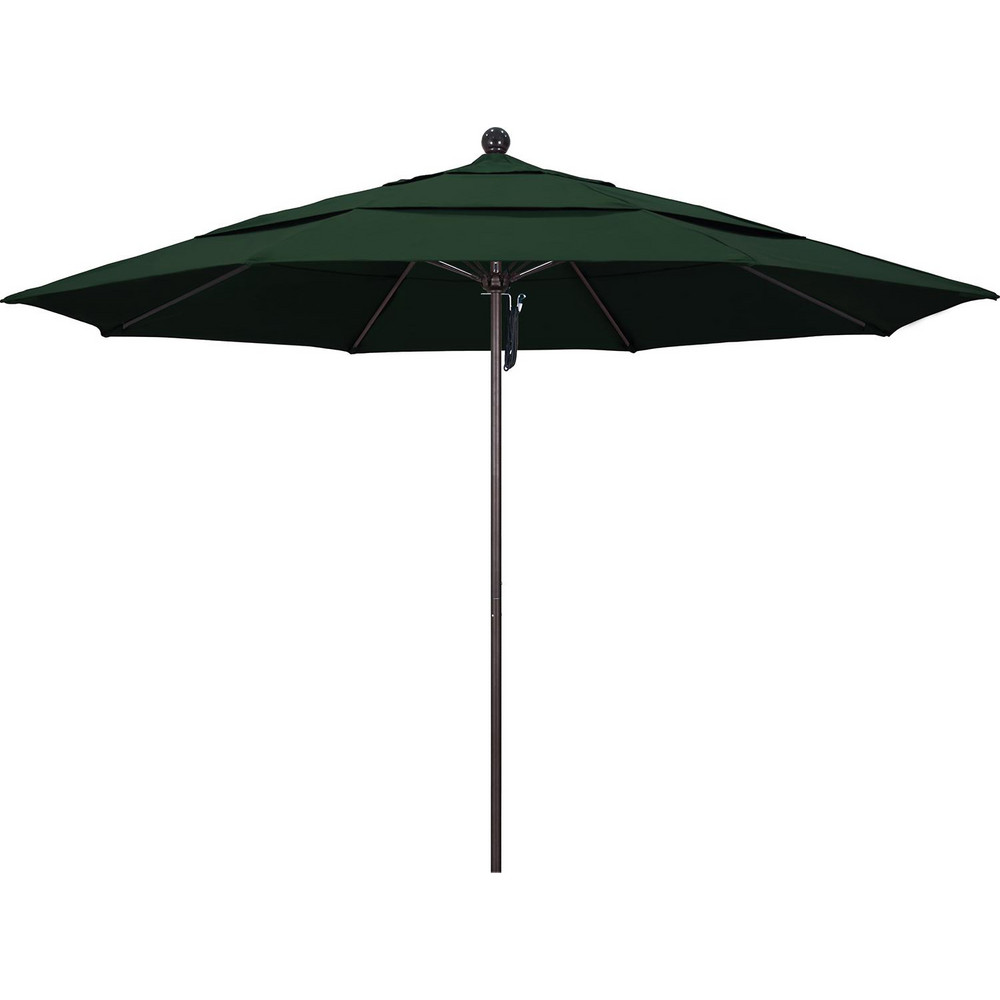California Umbrella Patio Umbrella: 132" Dia, 8.917' High, Pacifica, Hunter Green, Aluminum Frame - 194061620113