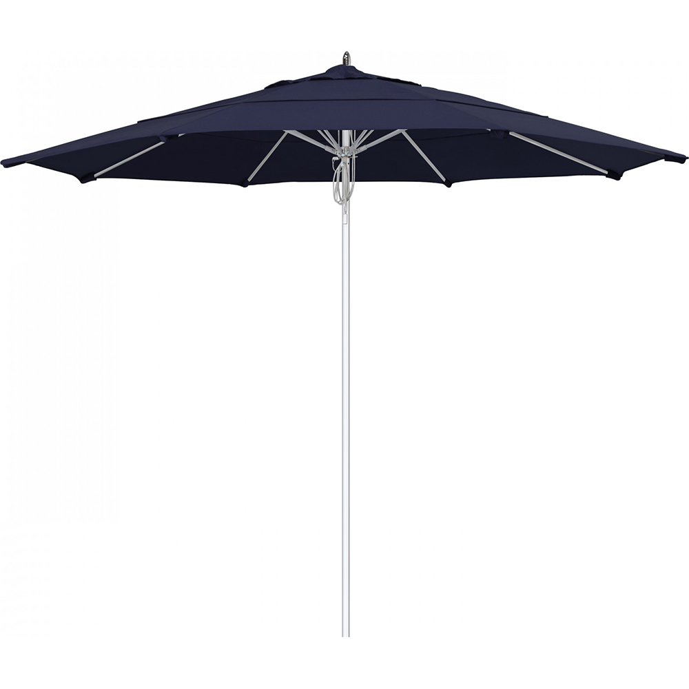 California Umbrella Patio Umbrella: 132" Dia, 11' High, Solution Dyed Acrylic, Forest Green, Aluminum & Fiberglass Frame - 194061358665