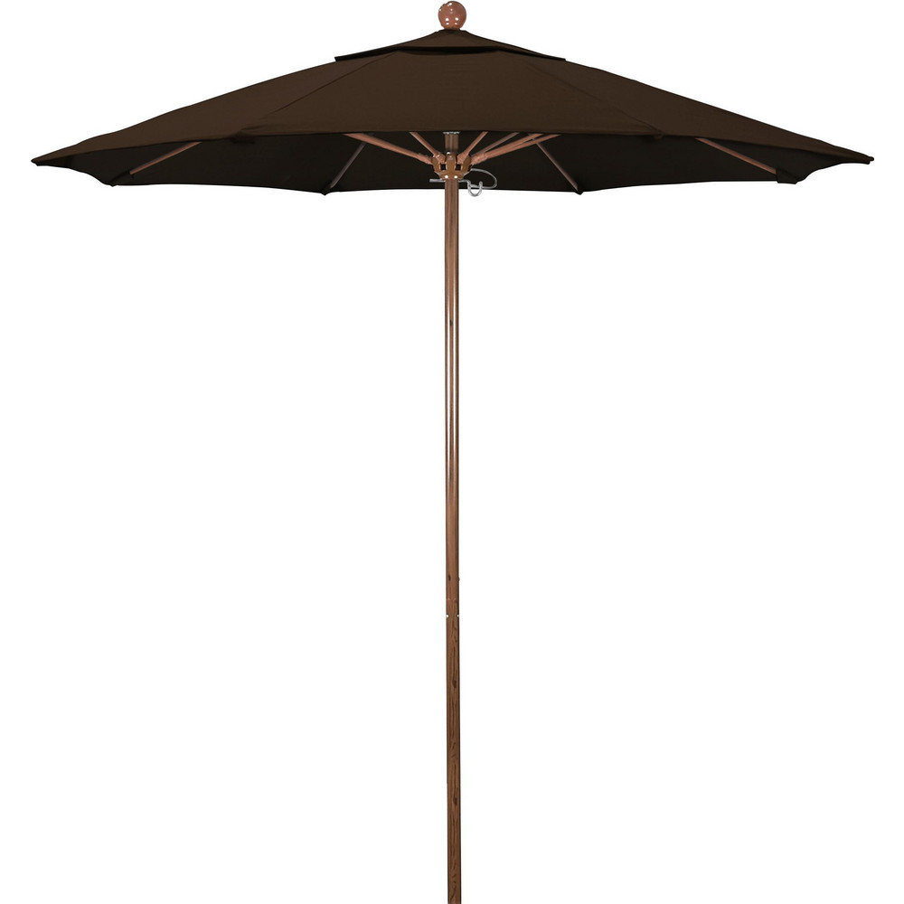California Umbrella Patio Umbrella: 90" Dia, 8' High, Pacifica, Mocha, Aluminum Frame - 194061620472