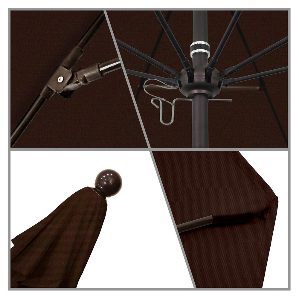 California Umbrella Patio Umbrella: 90" Dia, 8' High, Pacifica, Mocha, Aluminum Frame - 194061620472