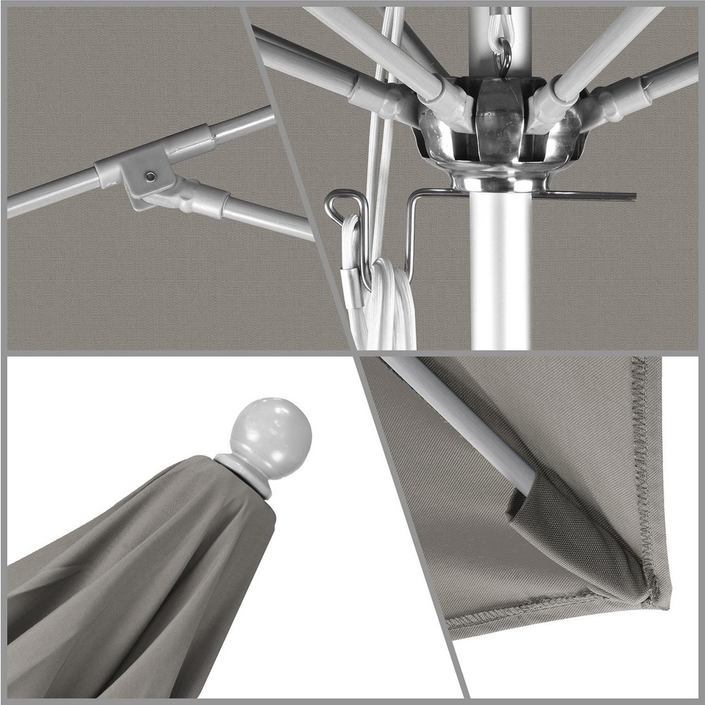 California Umbrella Patio Umbrella: 108" Dia, 8.583' High, Pacifica, Taupe, Aluminum Frame - 194061626795