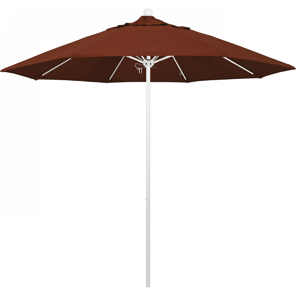 California Umbrella Patio Umbrella: 108" Dia, 9' High, Solution Dyed Polyester, Black, Aluminum & Fiberglass Frame - 194061358290