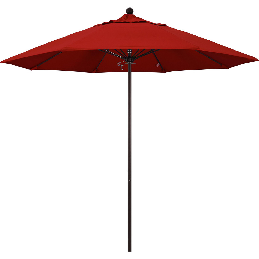 California Umbrella Patio Umbrella: 108" Dia, 8.583' High, Pacifica, Red, Aluminum Frame - 194061627020