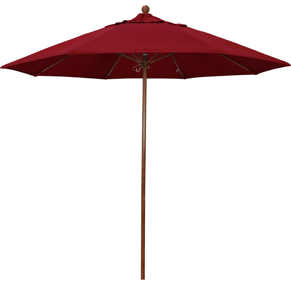 California Umbrella Patio Umbrella: 108" Dia, 8.583' High, Pacifica, Red, Aluminum Frame - 194061627020