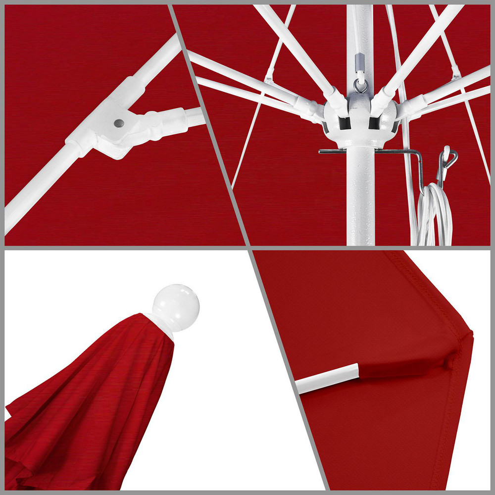 California Umbrella Patio Umbrella: 108" Dia, 8.583' High, Pacifica, Red, Aluminum Frame - 194061627020