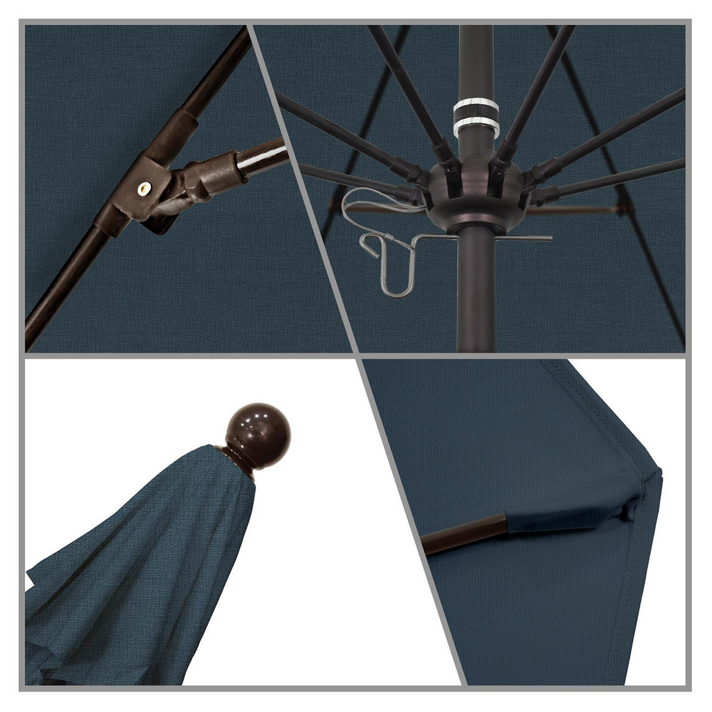 California Umbrella Patio Umbrella: 90" Dia, 8' High, Pacifica, Sapphire Blue, Aluminum Frame - 194061620526