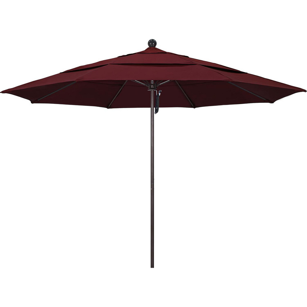 California Umbrella Patio Umbrella: 132" Dia, 8.917' High, Pacifica, Burgundy, Aluminum Frame - 194061619711