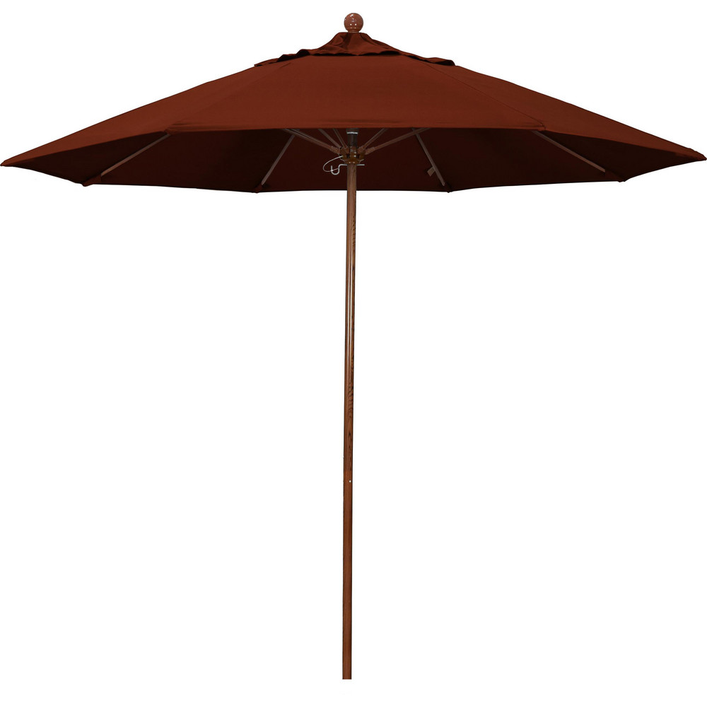 California Umbrella Patio Umbrella: 108" Dia, 8.583' High, Pacifica, Brick Red, Aluminum Frame - 194061627143