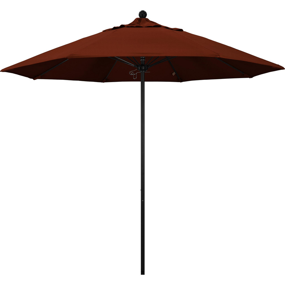 California Umbrella Patio Umbrella: 108" Dia, 8.583' High, Pacifica, Brick Red, Aluminum Frame - 194061627143