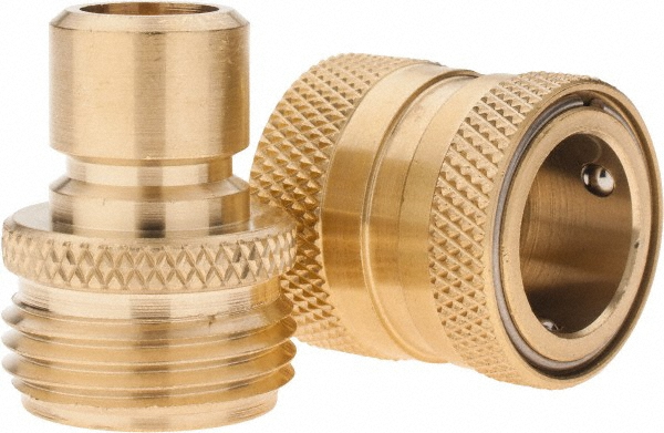 Dixon Valve & Coupling Garden Hose Fitting: Long Shank Male/Female Set, 3/4" NH, Brass - MSC5951010K