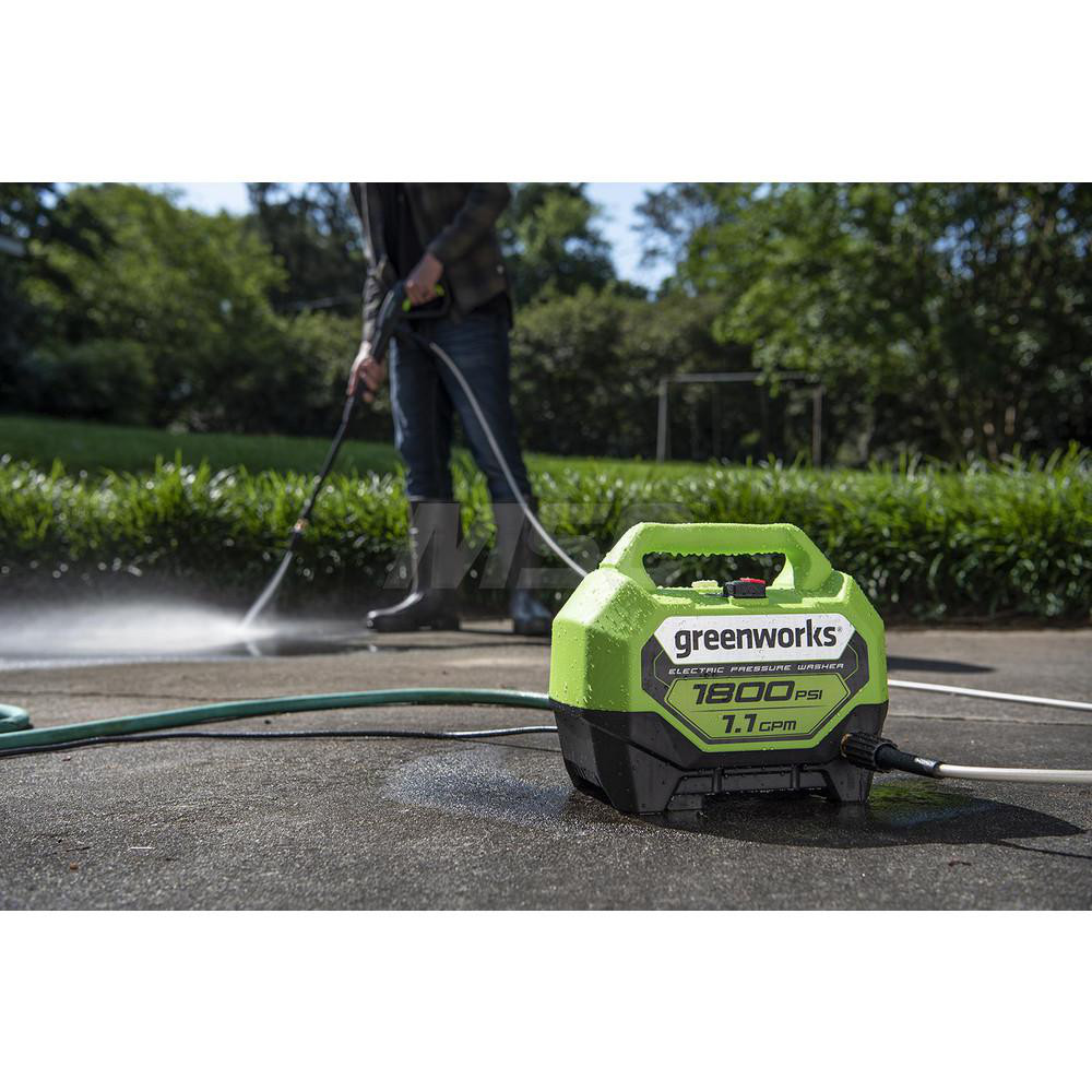 Greenworks Pressure Washer: 1,800 psi, 1 GPM, Electric, Cold Water - 5110202VT