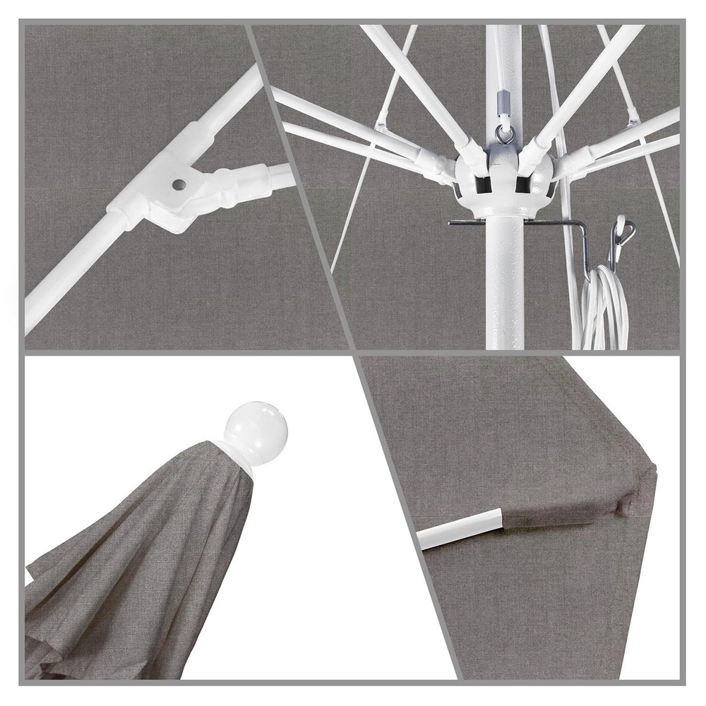 California Umbrella Patio Umbrella: 108" Dia, 8.583' High, Pacifica, Taupe, Aluminum Frame - 194061627198