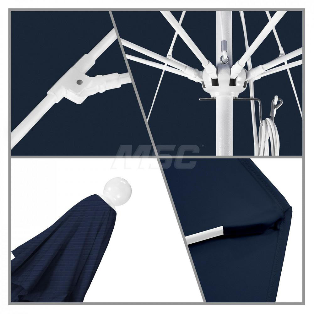 California Umbrella Patio Umbrella: 90" Dia, 7.5' High, Solution Dyed Polyester, Navy Blue, Aluminum & Fiberglass Frame - 194061357910
