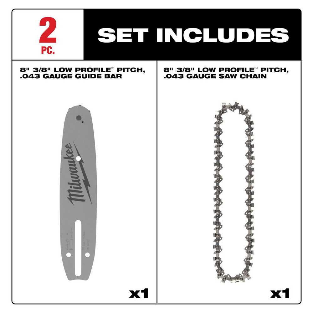 Milwaukee Tool Outdoor Power Equipment Accessories: Accessory Type: Chain and Bar; For Use With: M18 FUEL™ HATCHET™ 8" Pruning Saw (3004-20) - 49-16-2818