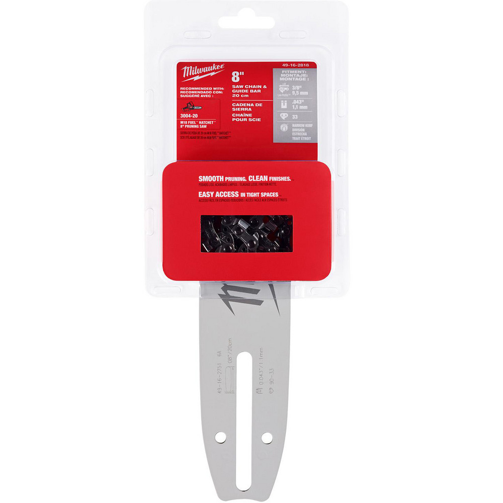 Milwaukee Tool Outdoor Power Equipment Accessories: Accessory Type: Chain and Bar; For Use With: M18 FUEL™ HATCHET™ 8" Pruning Saw (3004-20) - 49-16-2818