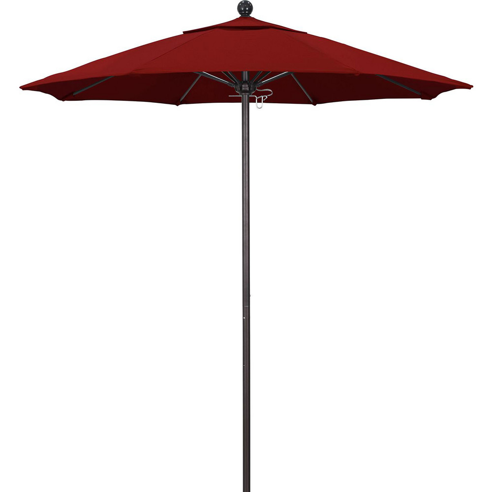 California Umbrella Patio Umbrella: 90" Dia, 8' High, Olefin, Red, Aluminum Frame - 194061620816