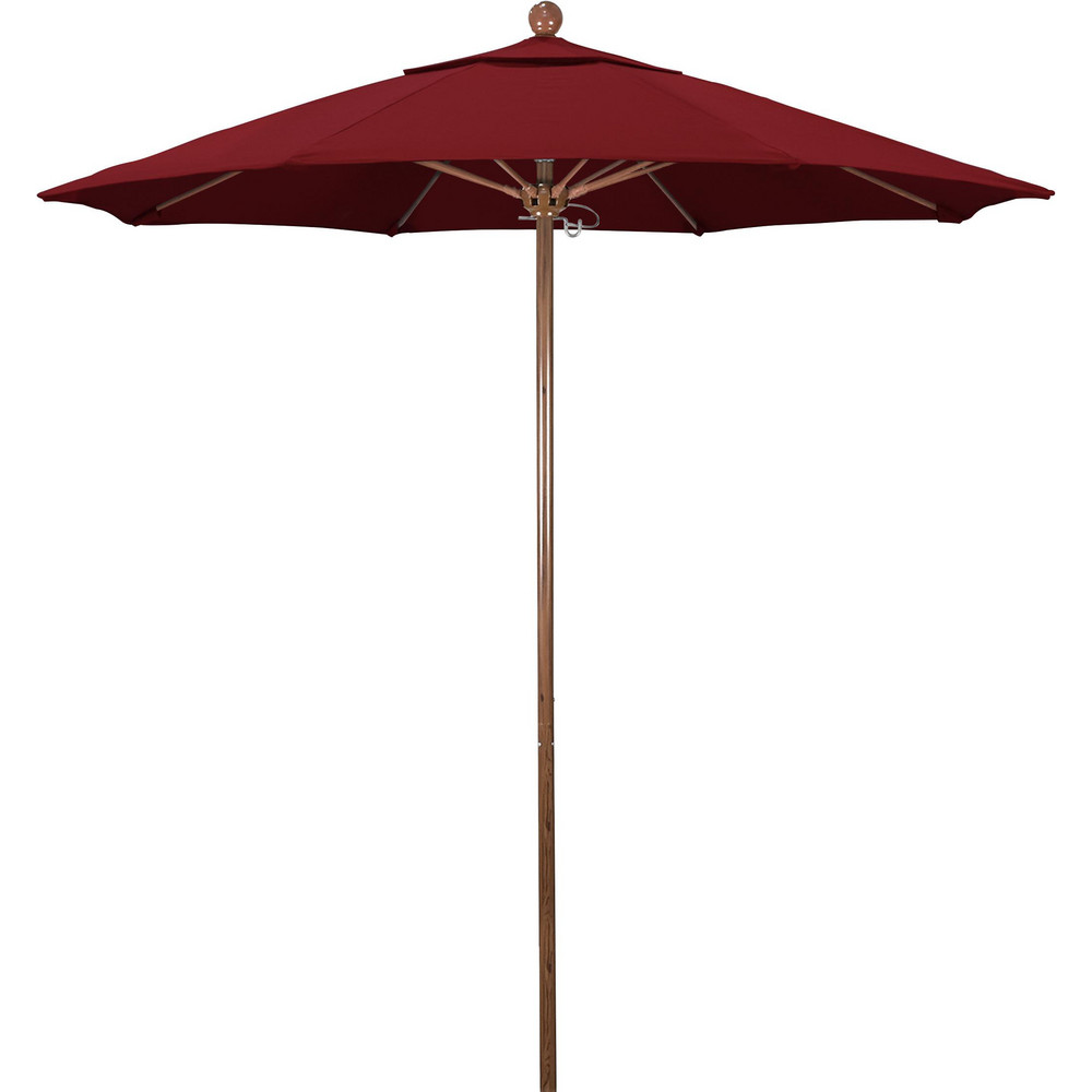 California Umbrella Patio Umbrella: 90" Dia, 8' High, Olefin, Red, Aluminum Frame - 194061620816