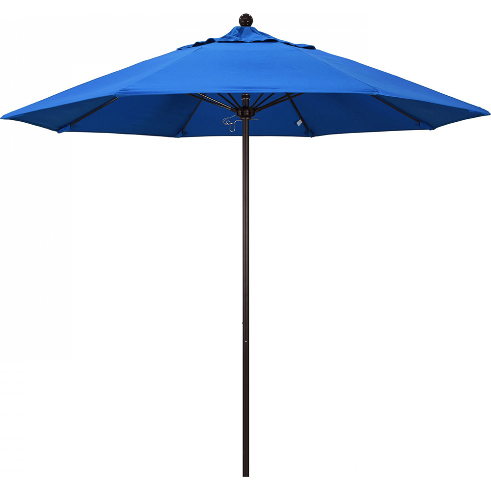 California Umbrella Patio Umbrella: 108" Dia, 9' High, Solution Dyed Polyester, White, Aluminum & Fiberglass Frame - 194061358009