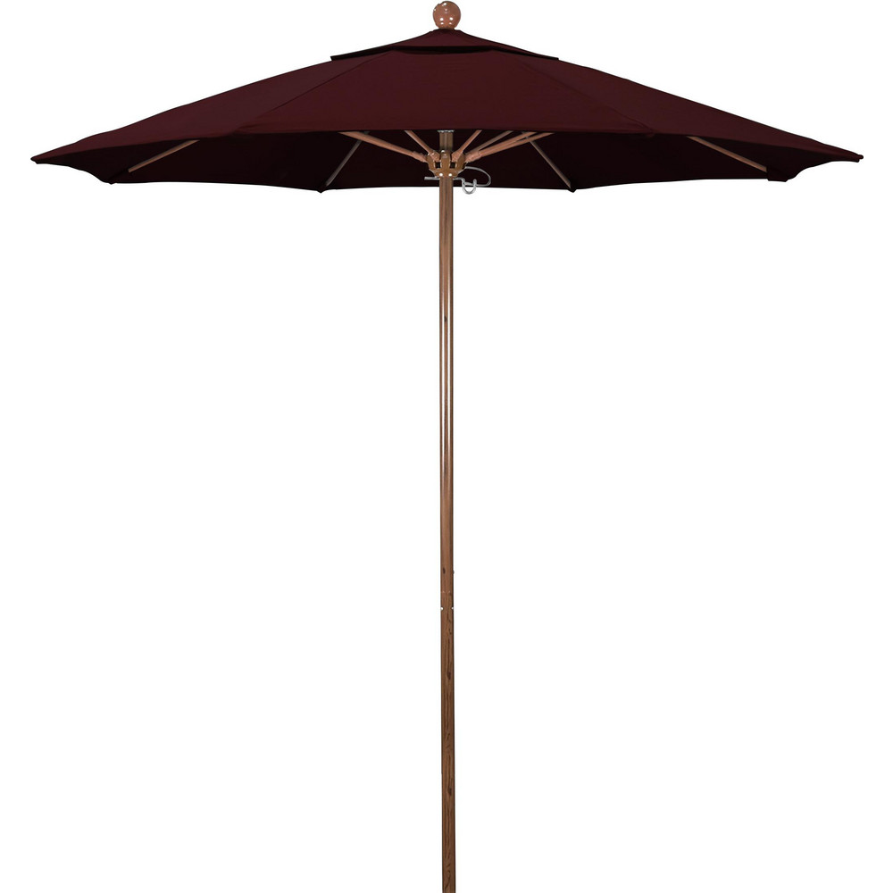 California Umbrella Patio Umbrella: 90" Dia, 8' High, Pacifica, Burgundy, Aluminum Frame - 194061620687