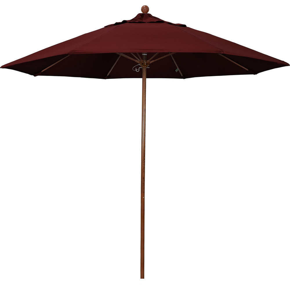 California Umbrella Patio Umbrella: 90" Dia, 8' High, Pacifica, Burgundy, Aluminum Frame - 194061620687