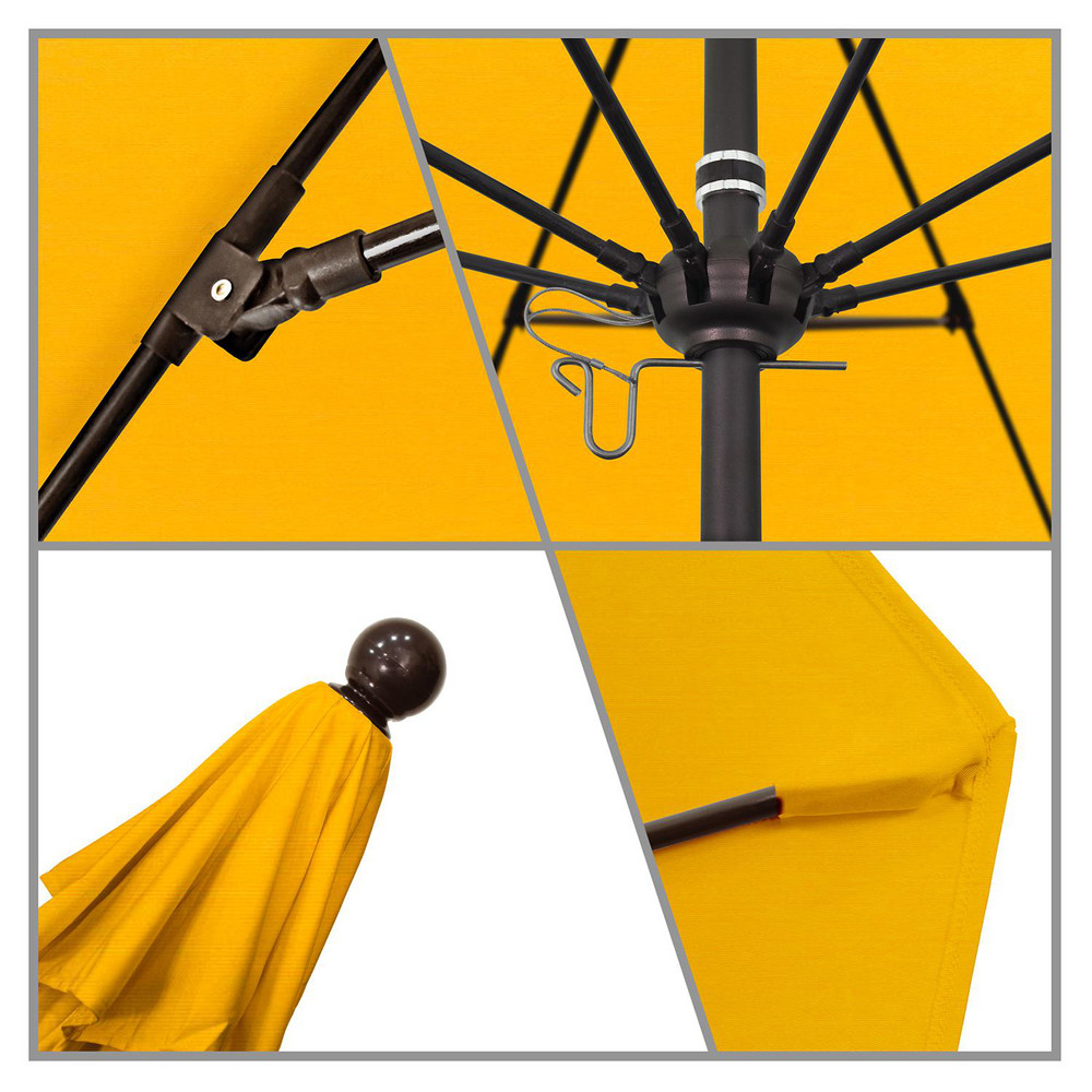 California Umbrella Patio Umbrella: 132" Dia, 8.917' High, Pacifica, Yellow, Aluminum Frame - 194061619377