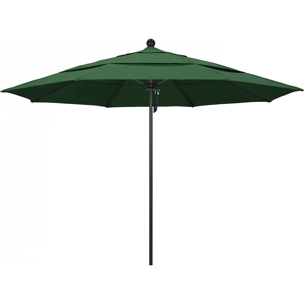 California Umbrella Patio Umbrella: 132" Dia, 11' High, Solution Dyed Polyester, Sunset, Aluminum & Fiberglass Frame - 194061357613