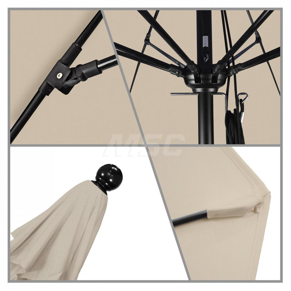 California Umbrella Patio Umbrella: 132" Dia, 11' High, Solution Dyed Polyester, Beige, Aluminum & Fiberglass Frame - 194061357590