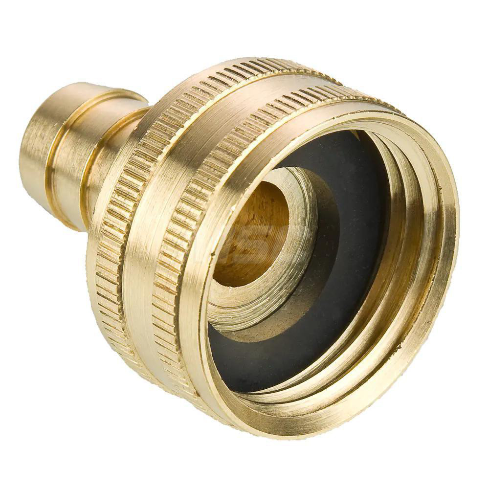 Parker Garden Hose Fitting: 0.375" Hose, Female Hose to Male Hose, 3/4 x 3/8", Brass - BD-12339