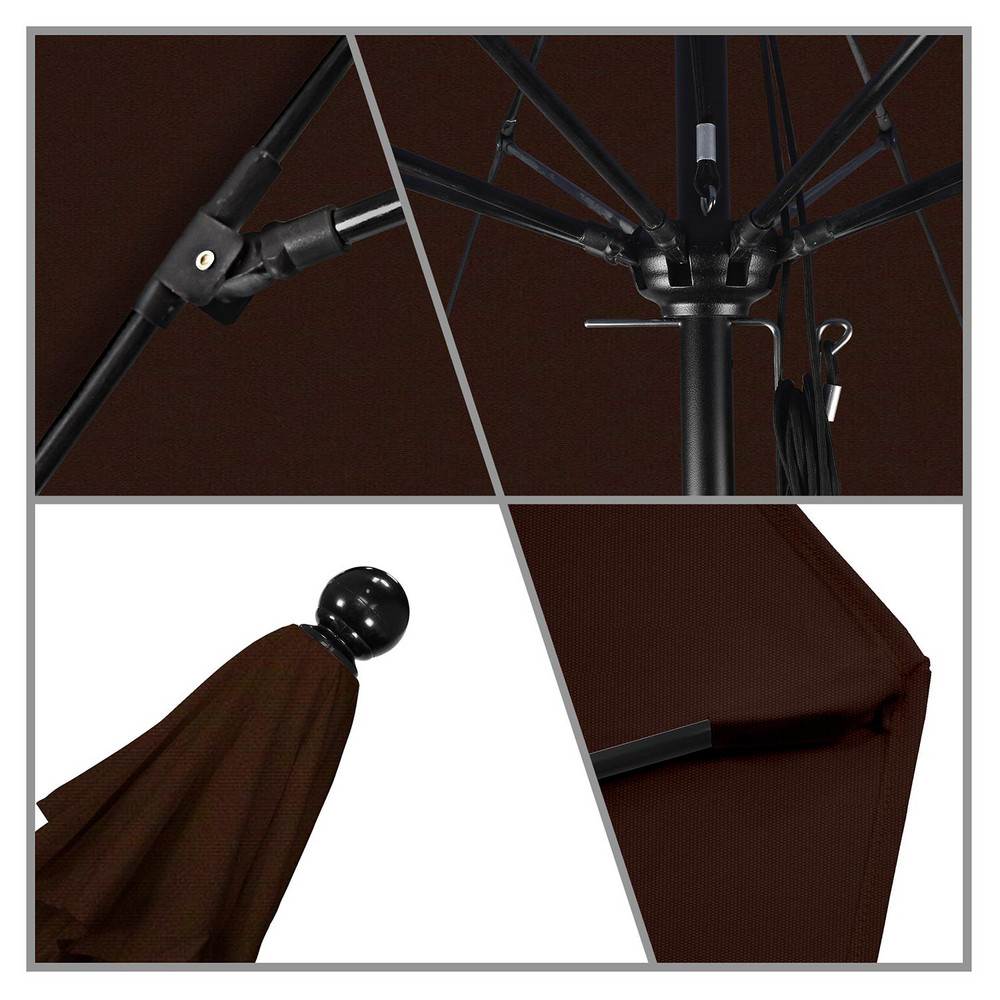 California Umbrella Patio Umbrella: 108" Dia, 8.583' High, Pacifica, Mocha, Aluminum Frame - 194061627686