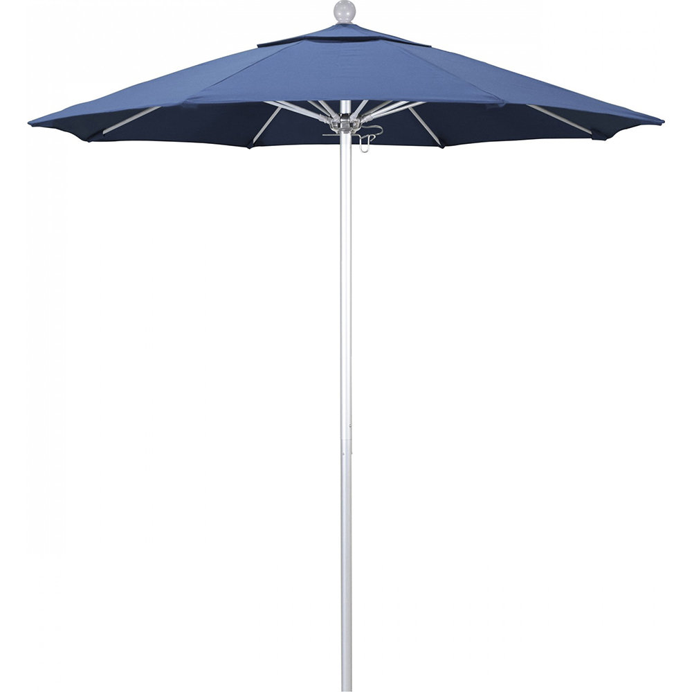 California Umbrella Patio Umbrella: 90" Dia, 8' High, Frost Blue, Aluminum Frame - 194061357729