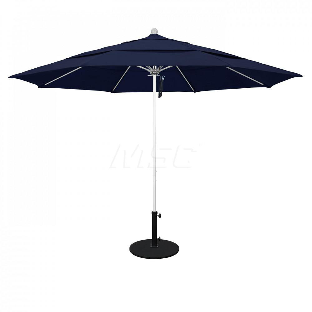 California Umbrella Patio Umbrella: 90" Dia, 7.5' High, Solution Dyed Polyester, Navy Blue, Aluminum & Fiberglass Frame - 194061357682