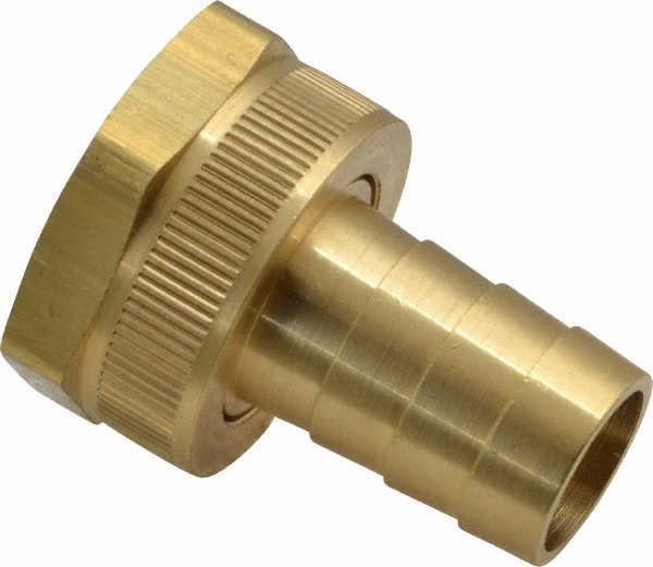 CerroBrass Garden Hose Fitting: Female Hose to Female Hose Swivel, 3/4" NH, Brass - 30011