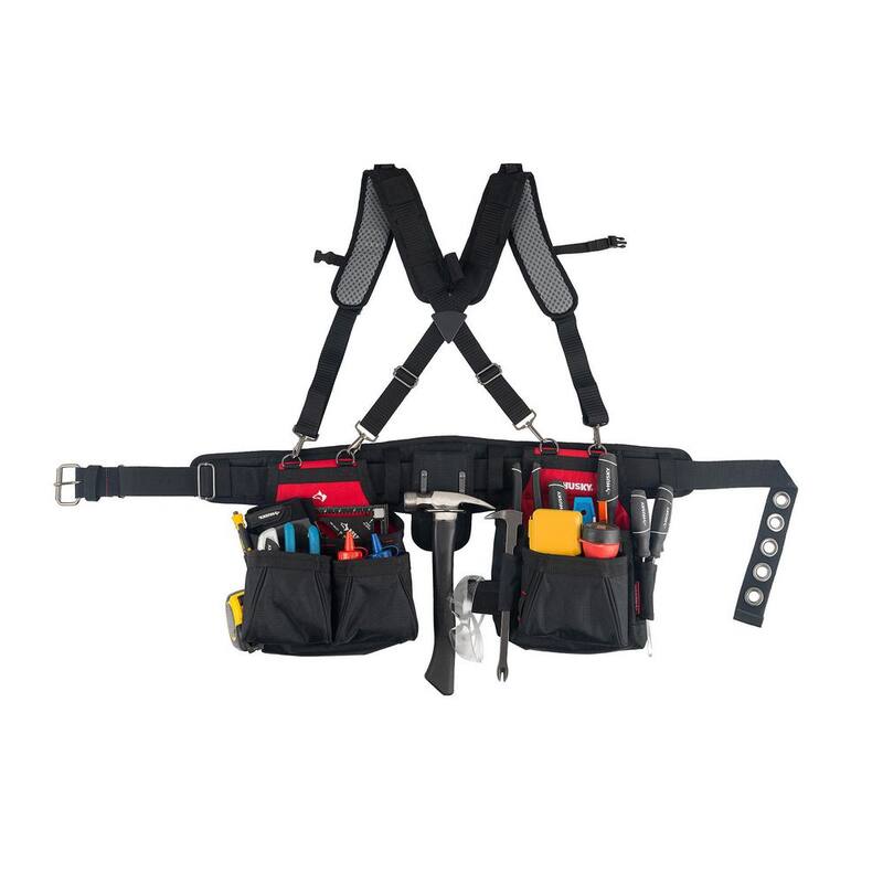 Husky Contractors 2-Bag Work Tool Belt with Suspenders - HD00166