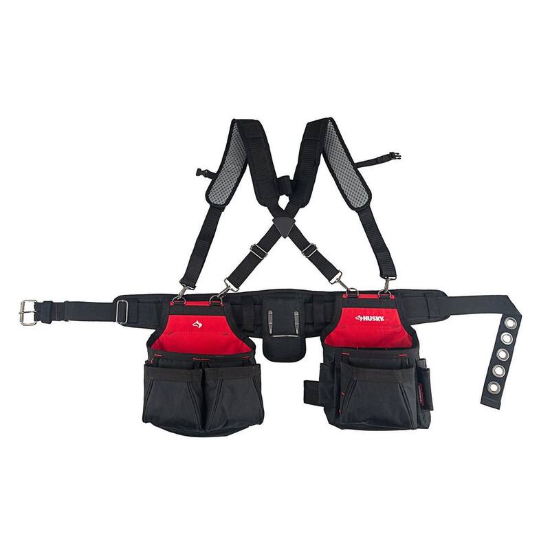 Husky Contractors 2-Bag Work Tool Belt with Suspenders - HD00166