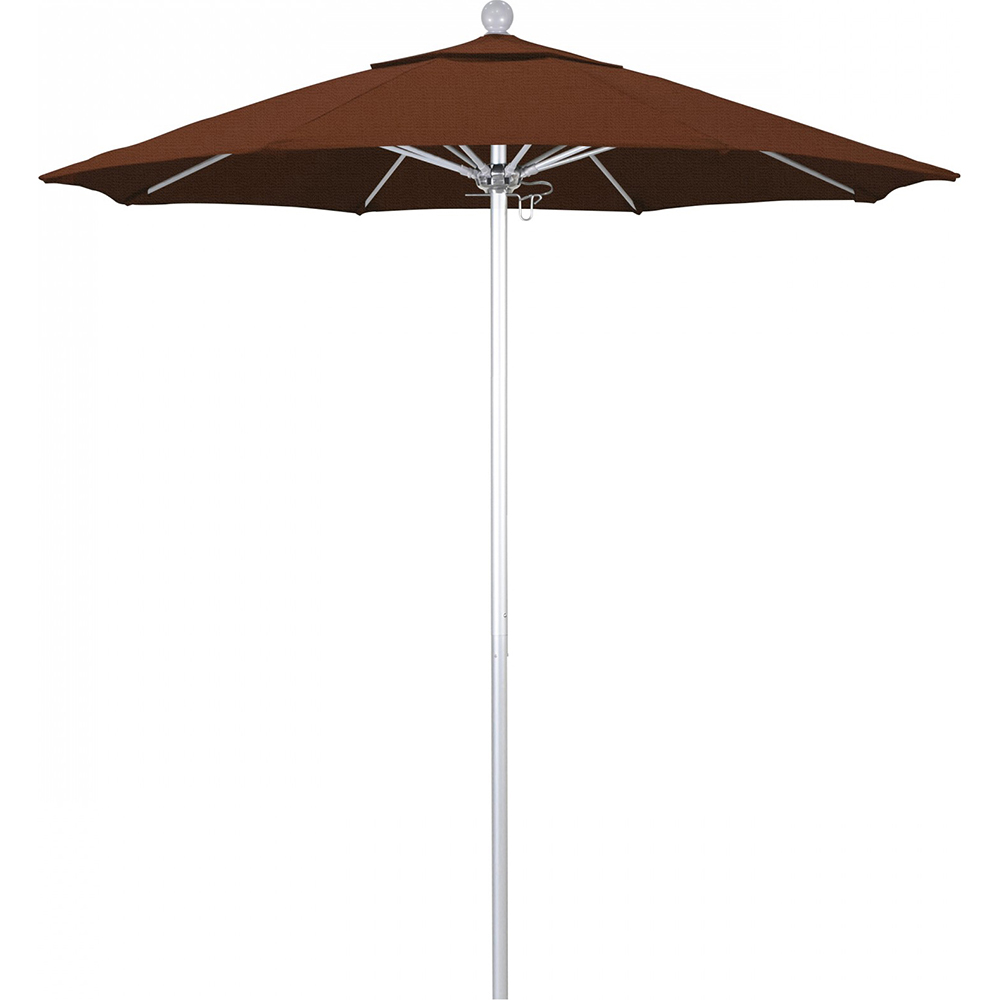 California Umbrella Patio Umbrella: 90" Dia, 7.5' High, Solution Dyed Polyester, Terracotta, Aluminum & Fiberglass Frame - 194061357989