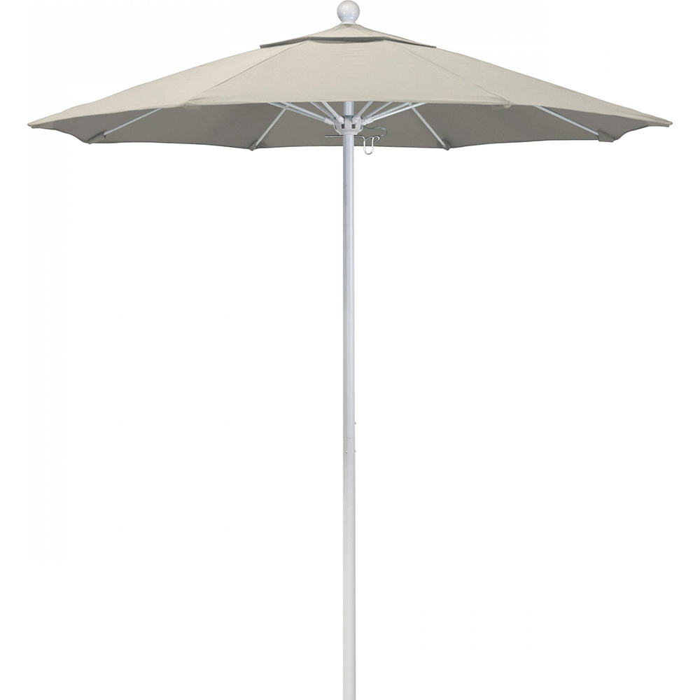 California Umbrella Patio Umbrella: 90" Dia, 7.5' High, Solution Dyed Polyester, Terracotta, Aluminum & Fiberglass Frame - 194061357989