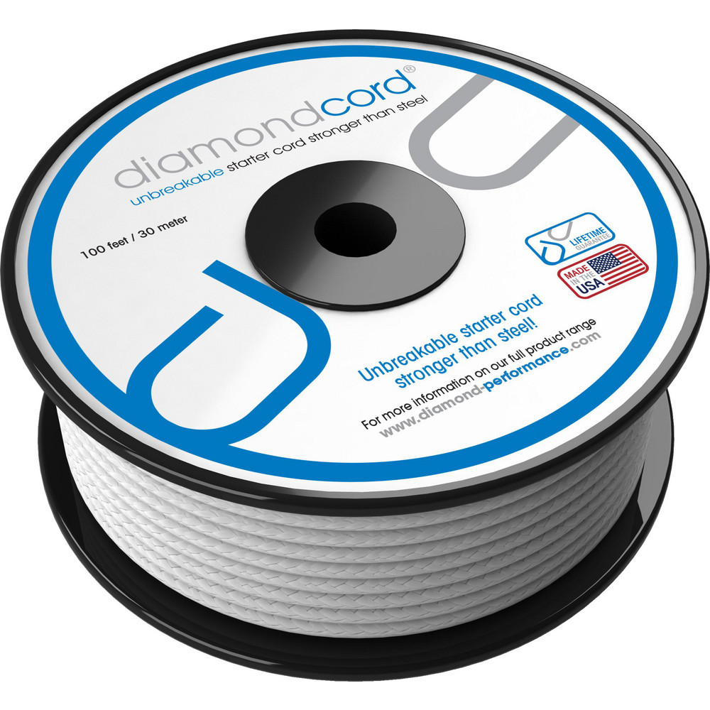 DiamondPerformance 100 ft. x 5.5 mm. Unbreakable, lifetime guaranteed Gas Engine Pull Starter Recoil Replacement Cord Spool - 5000 lbs breaking strength, zero stretch, chemical, UV, corrosion, abrasion resistant - DC55100