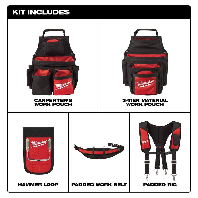 Milwaukee General Contractor Work Waist Tool Belt with Suspension Rig - 48-22-8120