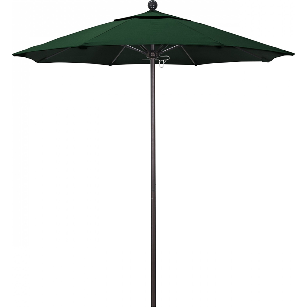 California Umbrella Patio Umbrella: 90" Dia, 7.5' High, Solution Dyed Polyester, White, Aluminum & Fiberglass Frame - 194061357897
