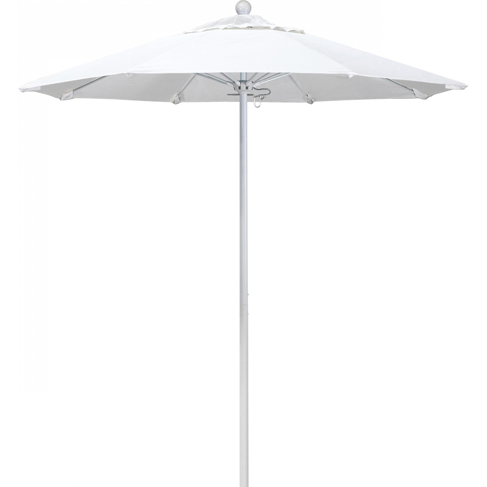 California Umbrella Patio Umbrella: 90" Dia, 7.5' High, Solution Dyed Polyester, White, Aluminum & Fiberglass Frame - 194061357897